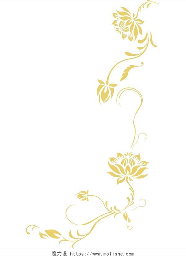 金色花朵花边花纹边框PNG素材元素